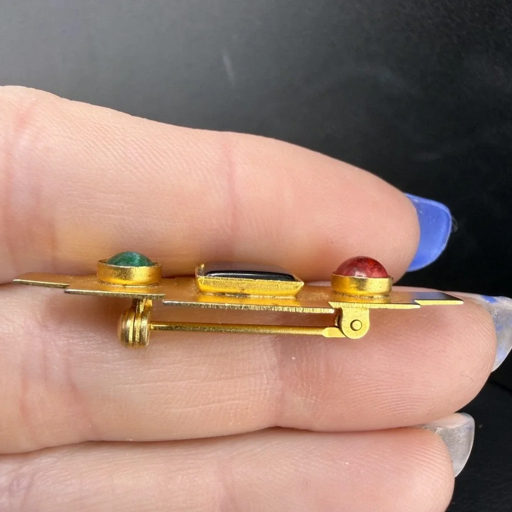 Vintage Gale Rothstein II Brooch Gold Tone‎ Signed Abstract